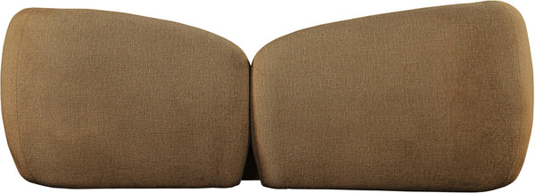 Meridian Furniture Elowen Curved Chenille Fabric Sofa with Sculptural Cocoon Back for Modern Living Rooms Brown 107Brown-S