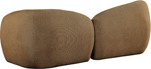Meridian Furniture Elowen Curved Chenille Fabric Sofa with Sculptural Cocoon Back for Modern Living Rooms Brown 107Brown-S