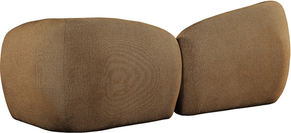 Meridian Furniture Elowen Curved Chenille Fabric Sofa with Sculptural Cocoon Back for Modern Living Rooms Brown 107Brown-S