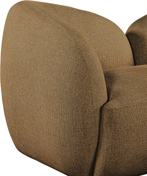 Meridian Furniture Elowen Curved Chenille Fabric Sofa with Sculptural Cocoon Back for Modern Living Rooms Brown 107Brown-S