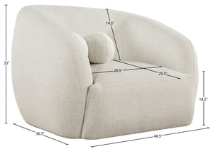 Meridian Furniture Elowen Sculptural Curved Accent Chair Chenille Upholstery for Modern Living Room Lounge Cream 107Cream-C