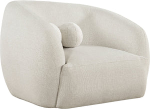 Meridian Furniture Elowen Sculptural Curved Accent Chair Chenille Upholstery for Modern Living Room Lounge Cream 107Cream-C
