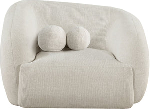 Meridian Furniture Elowen Sculptural Curved Accent Chair Chenille Upholstery for Modern Living Room Lounge Cream 107Cream-C