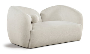 Meridian Furniture Elowen Curved Chenille Loveseat with Sculptural Cocoon Back for Cozy Modern Living Rooms Cream 107Cream-L