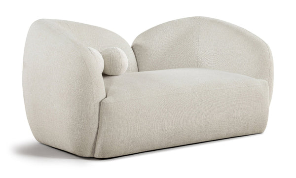 Meridian Furniture Elowen Curved Chenille Loveseat with Sculptural Cocoon Back for Cozy Modern Living Rooms Cream 107Cream-L