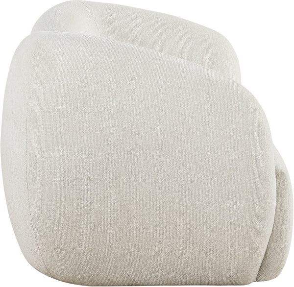 Meridian Furniture Elowen Curved Chenille Loveseat with Sculptural Cocoon Back for Cozy Modern Living Rooms Cream 107Cream-L