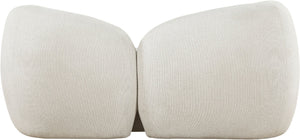 Meridian Furniture Elowen Curved Chenille Loveseat with Sculptural Cocoon Back for Cozy Modern Living Rooms Cream 107Cream-L
