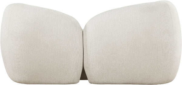 Meridian Furniture Elowen Curved Chenille Loveseat with Sculptural Cocoon Back for Cozy Modern Living Rooms Cream 107Cream-L