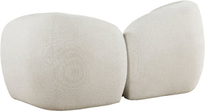 Meridian Furniture Elowen Curved Chenille Loveseat with Sculptural Cocoon Back for Cozy Modern Living Rooms Cream 107Cream-L