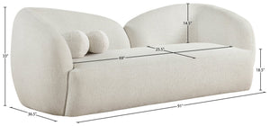 Meridian Furniture Elowen Curved Chenille Fabric Sofa with Sculptural Cocoon Back for Modern Living Rooms Cream 107Cream-S
