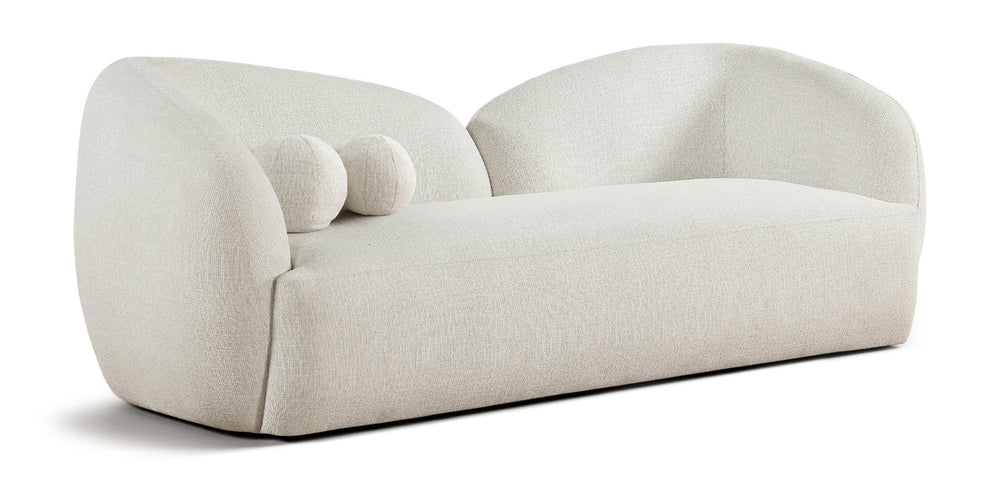 Meridian Furniture Elowen Curved Chenille Fabric Sofa with Sculptural Cocoon Back for Modern Living Rooms Cream 107Cream-S