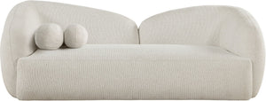 Meridian Furniture Elowen Curved Chenille Fabric Sofa with Sculptural Cocoon Back for Modern Living Rooms Cream 107Cream-S