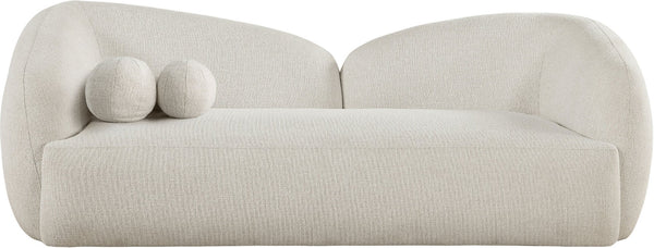 Meridian Furniture Elowen Curved Chenille Fabric Sofa with Sculptural Cocoon Back for Modern Living Rooms Cream 107Cream-S
