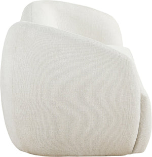 Meridian Furniture Elowen Curved Chenille Fabric Sofa with Sculptural Cocoon Back for Modern Living Rooms Cream 107Cream-S