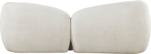 Meridian Furniture Elowen Curved Chenille Fabric Sofa with Sculptural Cocoon Back for Modern Living Rooms Cream 107Cream-S