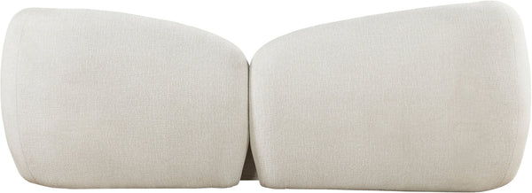 Meridian Furniture Elowen Curved Chenille Fabric Sofa with Sculptural Cocoon Back for Modern Living Rooms Cream 107Cream-S