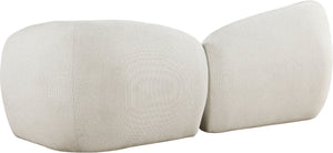 Meridian Furniture Elowen Curved Chenille Fabric Sofa with Sculptural Cocoon Back for Modern Living Rooms Cream 107Cream-S