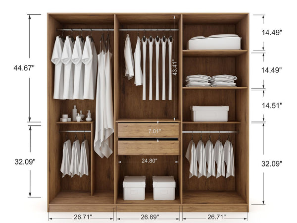 Manhattan Comfort Gramercy Contemporary - Modern Wardrobe/ Armoire/ Closet Nature and Textured Grey 107GMC7