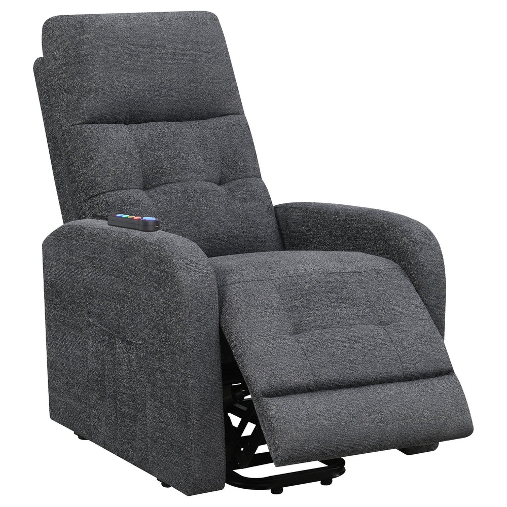 English Elm Lyle Charcoal Power Lift Massage Chair with Heat, USB Remote, Gel Memory Foam & Dual Storage Pockets B062P333409