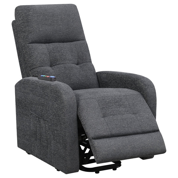 English Elm Lyle Charcoal Power Lift Massage Chair with Heat, USB Remote, Gel Memory Foam & Dual Storage Pockets B062P333409