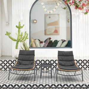 English Elm Sunset 3-Piece Conversation Set with Removable Zippered Cushions, Waterproof UV Fabric, Rust‑Resist Grey B365P397649