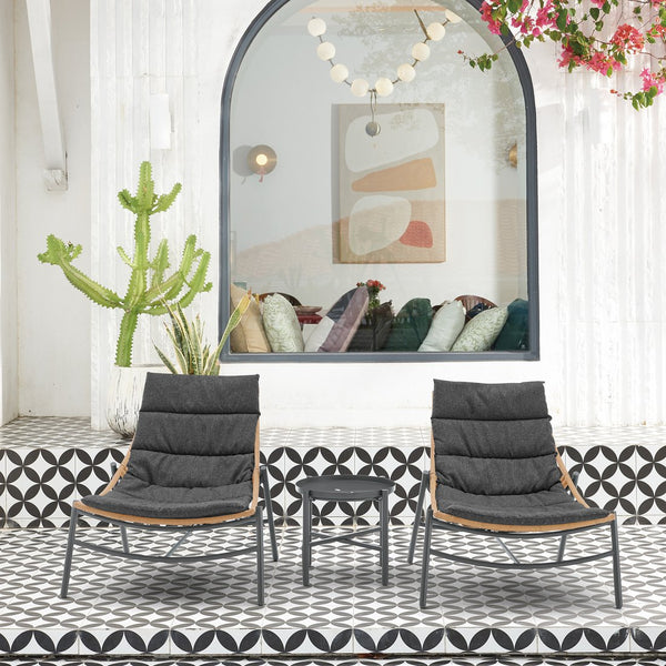 English Elm Sunset 3-Piece Conversation Set with Removable Zippered Cushions, Waterproof UV Fabric, Rust‑Resist Grey B365P397649