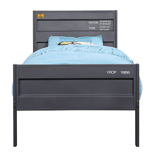 English Elm Gunmetal Twin Platform Bed with Industrial Iron Frame, Low Profile, Panel Headboard & Secure Lock B062P189167