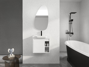English Elm 24'' Floating Wall Mounted Bathroom Vanity with Ceramic Sink and Soft Close Cabinet Glossy White W999P426636