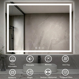 English Elm 48" X 40" Led Vanity Mirror Dual Front Back Lighting Dimmable Anti-fog Bathroom W1920P493142