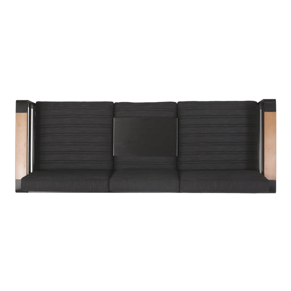 English Elm Christopher Knight Home® - GIOVANNA Aluminum 3-Seater Sofa in Black — Rust-Resistant Frame, Water-Resistant Cushions, Wood-Accent Slat Design 71820.00BLK