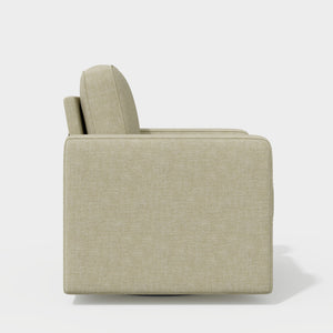 English Elm Swivel Linen Accent Chair 36" Wide Mid-Century Modern Ergonomic Back 360° Rotation Beige Sofa T3950P387637