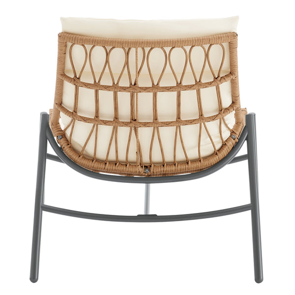 English Elm Sunset 3-Piece Conversation Set with Removable Zippered Cushions, Waterproof UV Fabric, Rust‑Resist Cream B365P397650