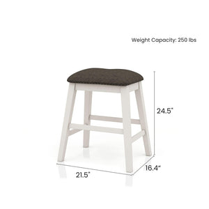 English Elm Set of 2 Counter Height Stools White Wood Frame Gray Padded Seat Farmhouse Kitchen B2741P439945