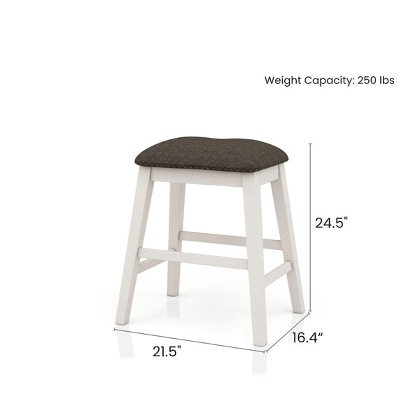 English Elm Set of 2 Counter Height Stools White Wood Frame Gray Padded Seat Farmhouse Kitchen B2741P439945