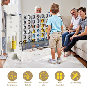 English Elm 4-to-score Giant Backyard Game Set with 4 Activities Height Adjustable Family Fun White+Gray W2700P357856