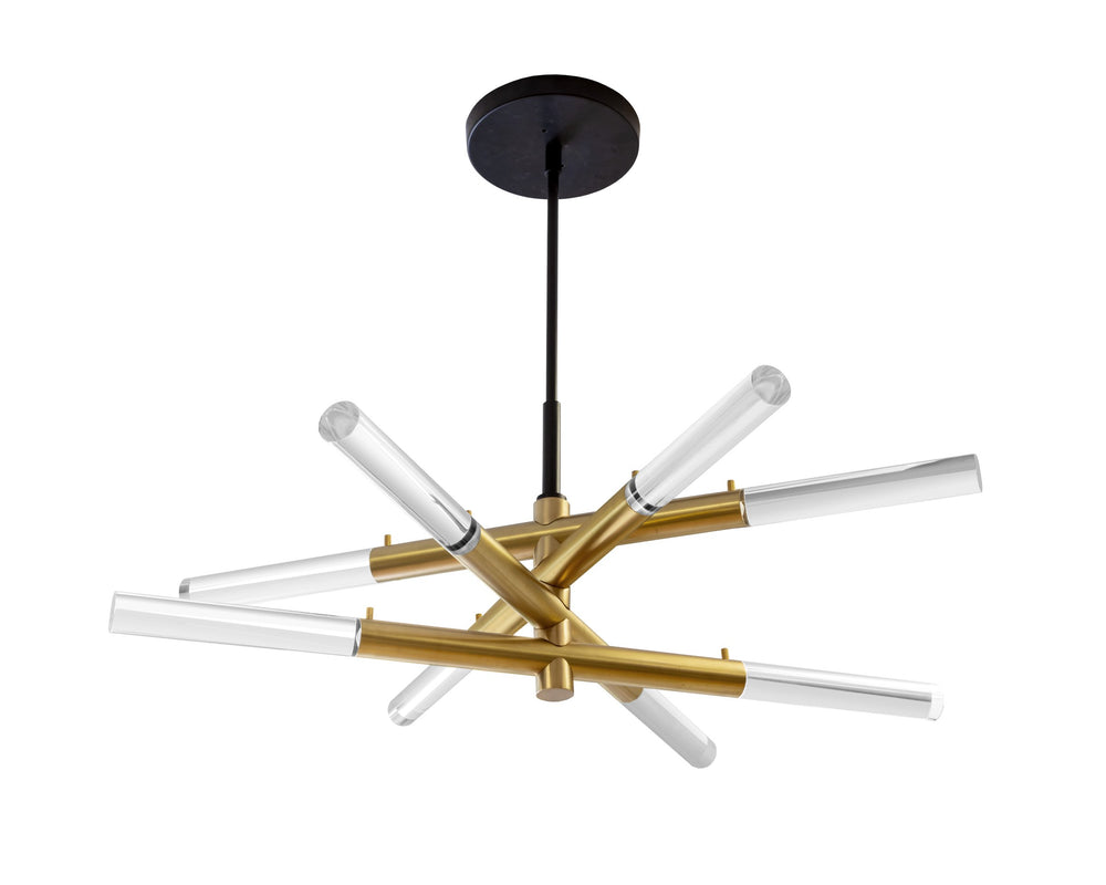 Sunpan Spira Brass Finish Sculptural Chandelier Handcrafted Acrylic Shades for Modern Dining 108000