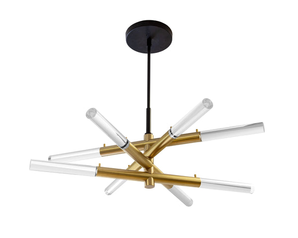 Sunpan Spira Brass Finish Sculptural Chandelier Handcrafted Acrylic Shades for Modern Dining 108000