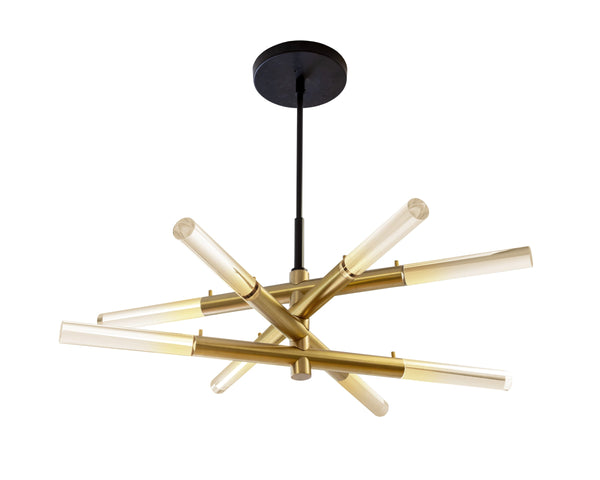 Sunpan Spira Brass Finish Sculptural Chandelier Handcrafted Acrylic Shades for Modern Dining 108000