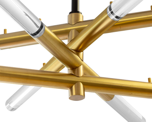 Sunpan Spira Brass Finish Sculptural Chandelier Handcrafted Acrylic Shades for Modern Dining 108000