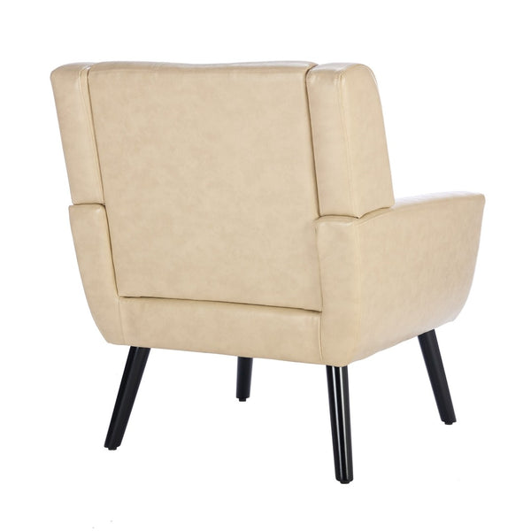 English Elm Modern Pu Leather Ergonomic Accent Chair with Padded Arms and Matte Black Legs Khaki W676P172470