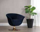 Carine Swivel Lounge Chair - Quilted Abbington Navy 108045 Sunpan