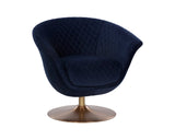 Carine Swivel Lounge Chair - Quilted Abbington Navy 108045 Sunpan