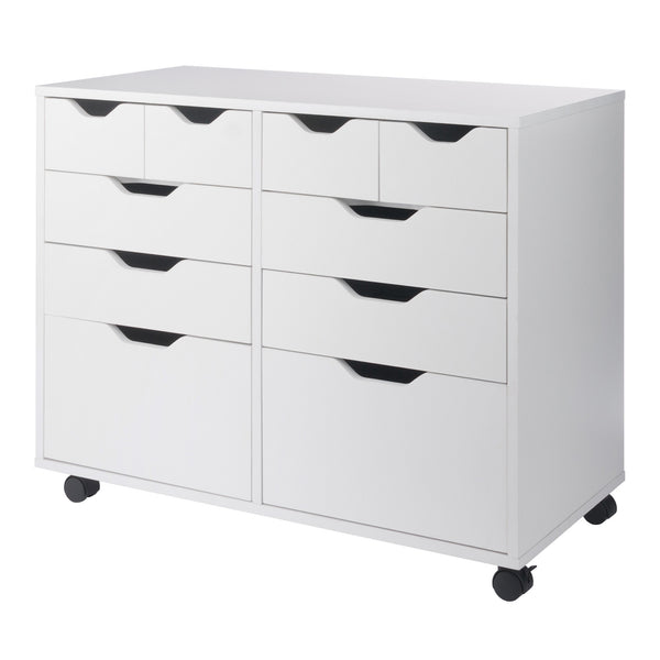 Winsome Wood Halifax Multi-storage Mobile Cabinet With Drawers & Bins - Versatile White Organizer On Wheels White Composite Wood 10804-winsome-wood