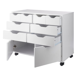 Winsome Wood Halifax Multi-storage Mobile Cabinet With Drawers & Bins - Versatile White Organizer On Wheels White Composite Wood 10804-winsome-wood