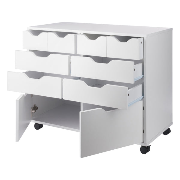 Winsome Wood Halifax Multi-storage Mobile Cabinet With Drawers & Bins - Versatile White Organizer On Wheels White Composite Wood 10804-winsome-wood