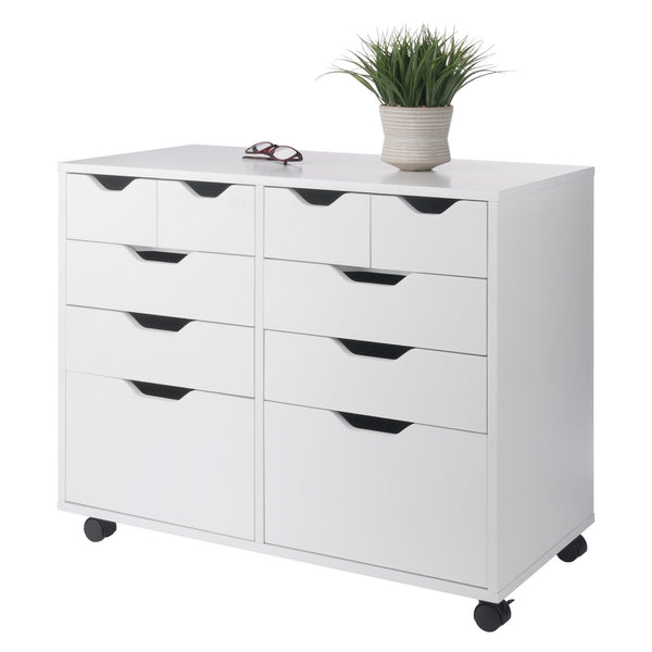 Winsome Wood Halifax Multi-storage Mobile Cabinet With Drawers & Bins - Versatile White Organizer On Wheels White Composite Wood 10804-winsome-wood