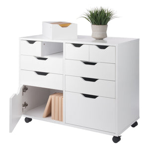 Winsome Wood Halifax Multi-storage Mobile Cabinet With Drawers & Bins - Versatile White Organizer On Wheels White Composite Wood 10804-winsome-wood