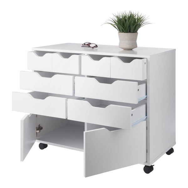 Winsome Wood Halifax Multi-storage Mobile Cabinet With Drawers & Bins - Versatile White Organizer On Wheels White Composite Wood 10804-winsome-wood