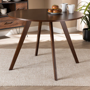 Baxton Studio Baxton Studio Alana Round Wood Dining Table - Mid-Century Walnut Finish for Cozy Spaces & Style Hexa-Walnut-Round DT