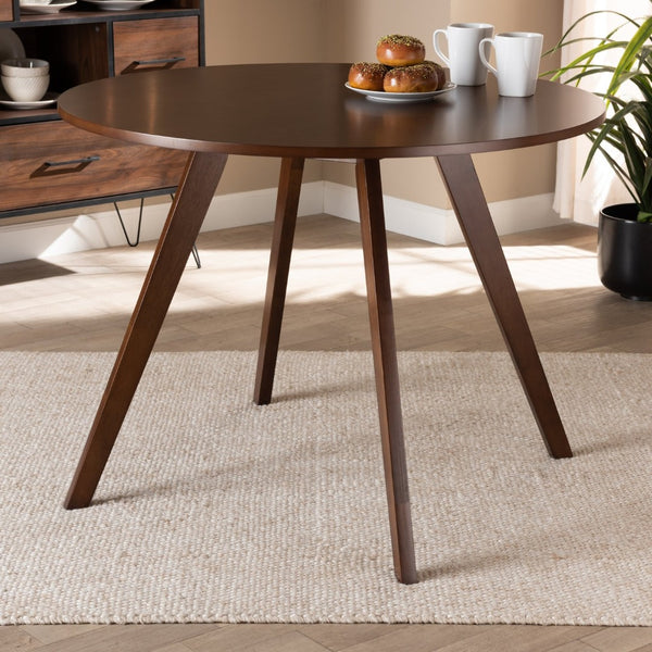 Baxton Studio Baxton Studio Alana Round Wood Dining Table - Mid-Century Walnut Finish for Cozy Spaces & Style Hexa-Walnut-Round DT